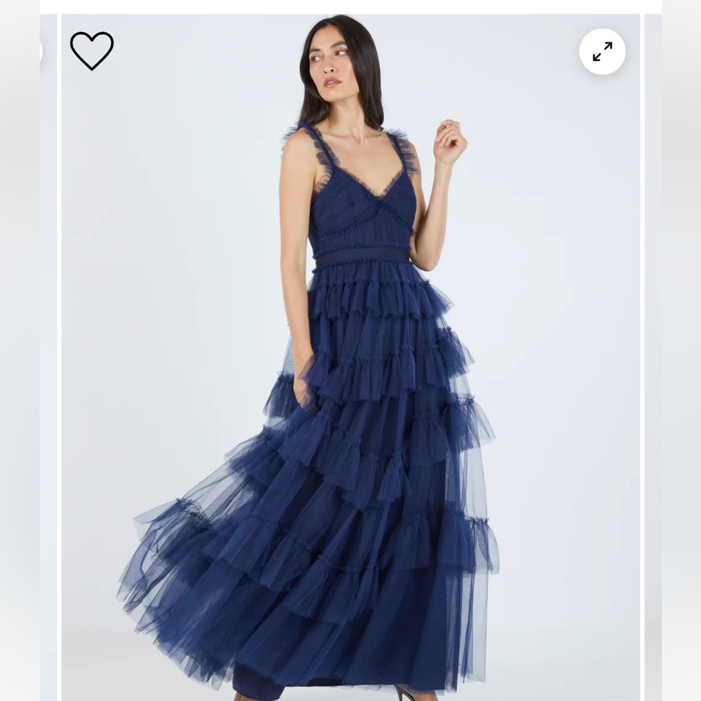 BCBGMaxazria Lucie Tulle Gown Navy Size 0